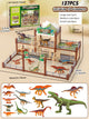 DIY Jurassic Theme Park Building Set for Kids, Creative Dinosaur Arena Toy with Realistic Dinosaurs and Palm Trees, Educational Playset for Ages 3+ to Build and Explore (137PCS, Brown)