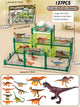 DIY Jurassic Theme Park Building Set for Kids, Creative Dinosaur Arena Toy with Realistic Dinosaurs and Palm Trees, Educational Playset for Ages 3+ to Build and Explore (137PCS, Green)