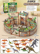 DIY Jurassic Theme Park Building Set for Kids, Creative Dinosaur Arena Toy with Realistic Dinosaurs and Palm Trees, Educational Playset for Ages 3+ to Build and Explore (215PCS, Brown)