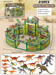 DIY Jurassic Theme Park Building Set for Kids, Creative Dinosaur Arena Toy with Realistic Dinosaurs and Palm Trees, Educational Playset for Ages 3+ to Build and Explore (215PCS, Green)