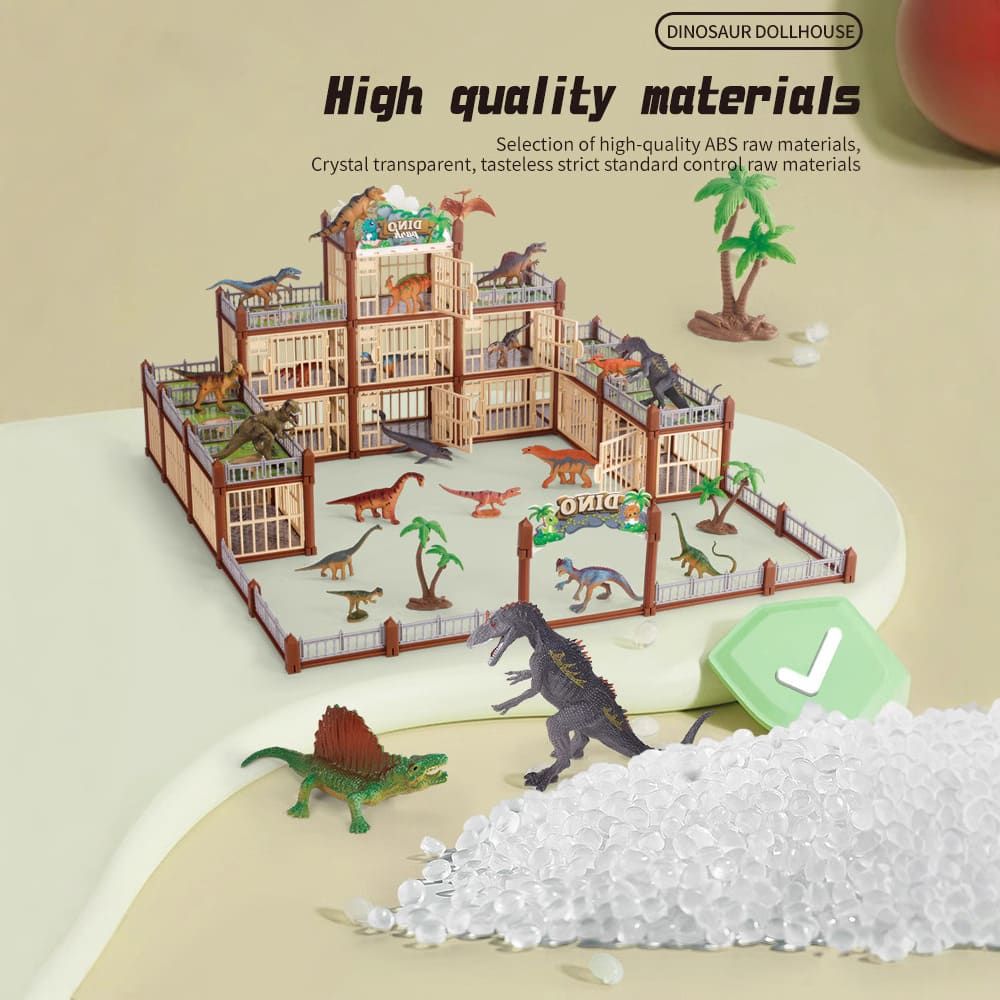 DIY Jurassic Theme Park Building Set for Kids, Creative Dinosaur Arena Toy with Realistic Dinosaurs and Palm Trees, Educational Playset for Ages 3+ to Build and Explore (326PCS, Brown)