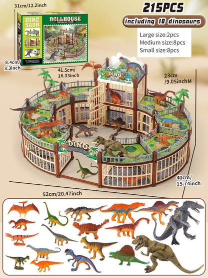DIY Jurassic Theme Park Building Set for Kids, Creative Dinosaur Arena Toy with Realistic Dinosaurs and Palm Trees, Educational Playset for Ages 3+ to Build and Explore (326PCS, Green)