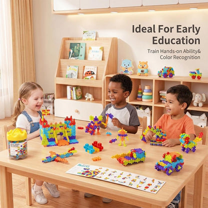 6-Color Mix Double Cross Building Blocks Set for Kids - Creative STEM Early Learning Toys for Ages 3-6, Ideal for Preschool, Home Play, and Educational Gifts (360PCS)