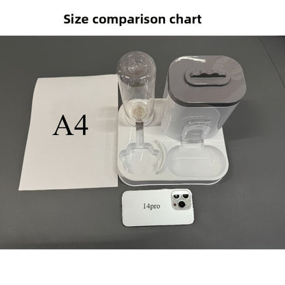 Automatic Pet Feeder and Water Dispenser Combo, 7-Day Capacity for Cats and Small Dogs, Self-Refilling Water Bowl with Gravity Flow, No Battery Needed, Modern White Design with Sturdy Base (Grey)