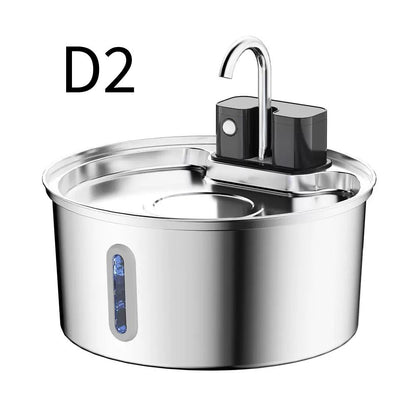 Wireless Pet Water Fountain for Cats and Small Dogs, 304 Stainless Steel, 3.2L Capacity, Rechargeable Battery, Three Flow Modes, Low Noise, Easy to Clean (D3)
