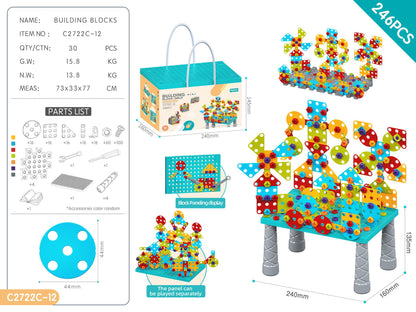DIY Screw Assembly Building Blocks Set for Kids Ages 3-6 – Creative Educational Toy with Wrench and Screwdriver, Perfect for Parent-Child Interaction and Fine Motor Skills Development (246PCS)