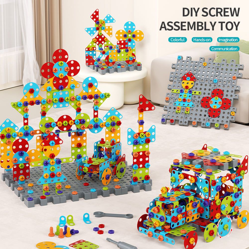 DIY Screw Assembly Building Blocks Set for Kids Ages 3-6 – Creative Educational Toy with Wrench and Screwdriver, Perfect for Parent-Child Interaction and Fine Motor Skills Development (246PCS)