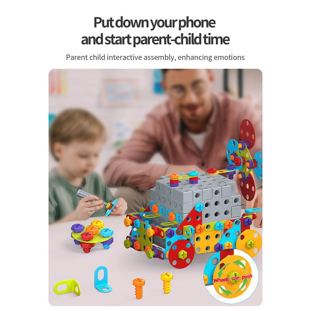DIY Screw Assembly Building Blocks Set for Kids Ages 3-6 – Creative Educational Toy with Wrench and Screwdriver, Perfect for Parent-Child Interaction and Fine Motor Skills Development (246PCS)