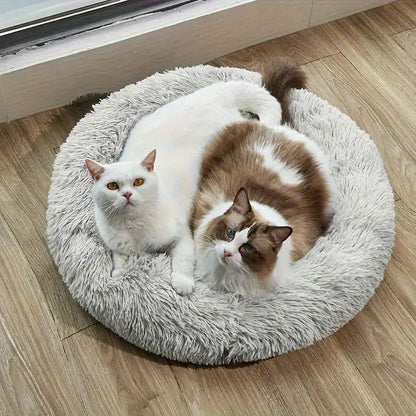 Plush Pet Nest Soft Donut Cat Bed – Cozy Round Couch for Cats and Small Dogs, Comfortable Sleeping Spot for Warmth and Deep Sleep, Suitable for Indoor Home Use (M, Green)