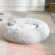 Plush Pet Nest Soft Donut Cat Bed – Cozy Round Couch for Cats and Small Dogs, Comfortable Sleeping Spot for Warmth and Deep Sleep, Suitable for Indoor Home Use (M, White)
