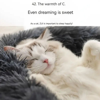 Plush Pet Nest Soft Donut Cat Bed – Cozy Round Couch for Cats and Small Dogs, Comfortable Sleeping Spot for Warmth and Deep Sleep, Suitable for Indoor Home Use (S, Green)