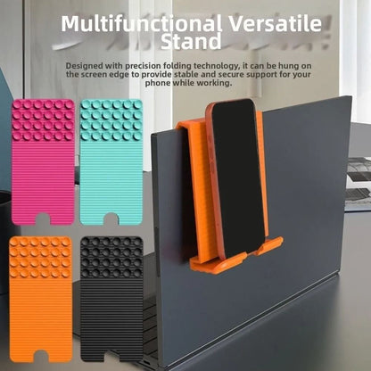 Versatile Foldable Silicone Suction Stand – Universal Adhesive Grip Pad for Phone, Tablet, and Laptop, Bendable Multi-Surface Mount for Desk, Mirror, Gym, and Travel (Mint)