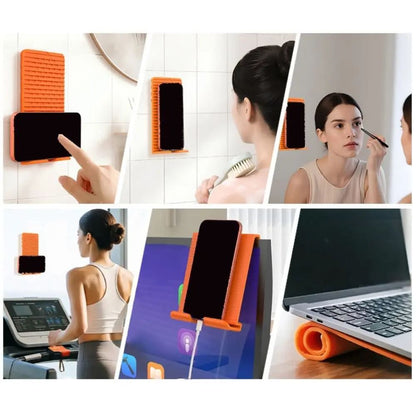Versatile Foldable Silicone Suction Stand – Universal Adhesive Grip Pad for Phone, Tablet, and Laptop, Bendable Multi-Surface Mount for Desk, Mirror, Gym, and Travel (Mint)