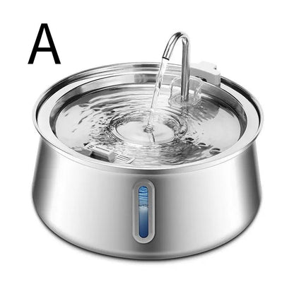 304 Stainless Steel Automatic Pet Water Fountain, 4L Cat Water Dispenser with Transparent Window, Dual Flow Modes, Activated Carbon Filter, Low Noise USB Pump for Indoor Cats and Dogs (B)
