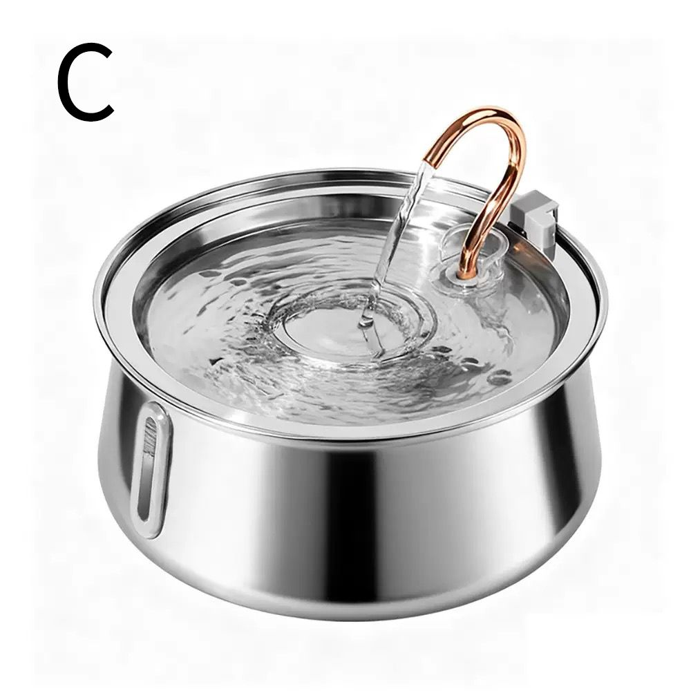 304 Stainless Steel Automatic Pet Water Fountain, 4L Cat Water Dispenser with Transparent Window, Dual Flow Modes, Activated Carbon Filter, Low Noise USB Pump for Indoor Cats and Dogs (B)
