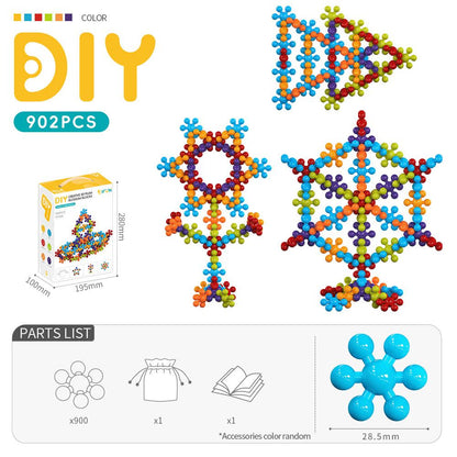 3D Plum Blossom Building Blocks for Kids – DIY Creative Puzzle Toy for Ages 3+ with 112, 302, or 902 Pieces, Safe Plastic, Reusable Storage Bag, and Idea Guide for Endless Fun (902PCS)