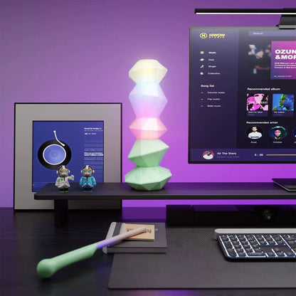Magic Crystal Sound Lamp with RGB Music Rhythm, Bluetooth Speaker & Remote Control Wand – Ambient Night Light for Gaming Desk, Bedroom, and Home Décor (White)