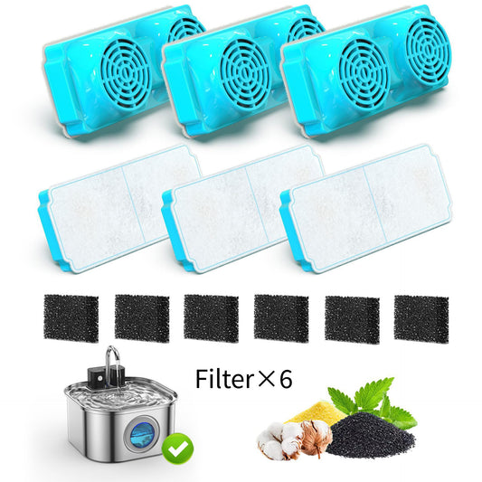 Universal Replacement Pet Water Fountain Filter Cartridge with Dual-Wing Design – Activates Carbon Filtration for Fresh, Clean Water, Perfect for Cats and Small Pets (Filter×6)