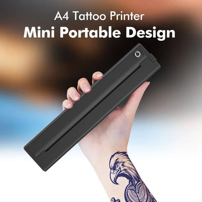 Portable A4 Thermal Printer with Bluetooth Wireless Connectivity, Inkless Printing for Home, Office, and Tattoo Transfer Use on Paper and Various Media (Black)