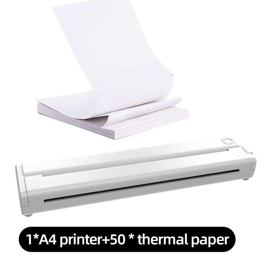 Portable A4 Thermal Printer with Bluetooth Wireless Connectivity, Inkless Printing for Home, Office, and Tattoo Transfer Use on Paper and Various Media (White)