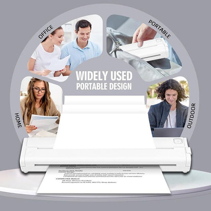 Portable A4 Thermal Printer with Bluetooth Wireless Connectivity, Inkless Printing for Home, Office, and Tattoo Transfer Use on Paper and Various Media (White)