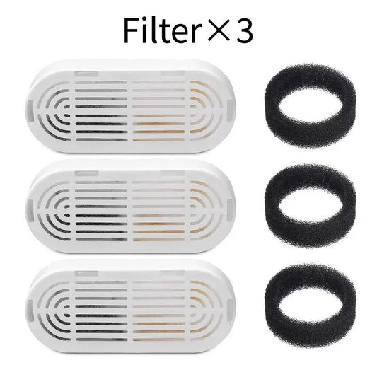 Replacement Filter Kit for Stainless Steel Pet Water Fountains – Activated Carbon & Ion-Exchange Resin 4-Layer Filtration, Removes Heavy Metals & Impurities, Compatible with Multiple Fountain Models (Filter×3)