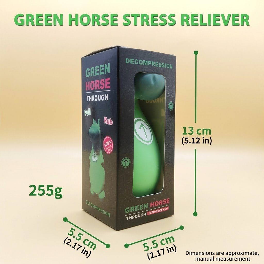 Green Horse Stress Relief Toy: Squeeze, Stretch, and Squish Your Worries Away – Cute Desktop Decor for Anxiety Relief, Fun Parent-Child Interaction, and Office Desk Fidget Play (1PCS)