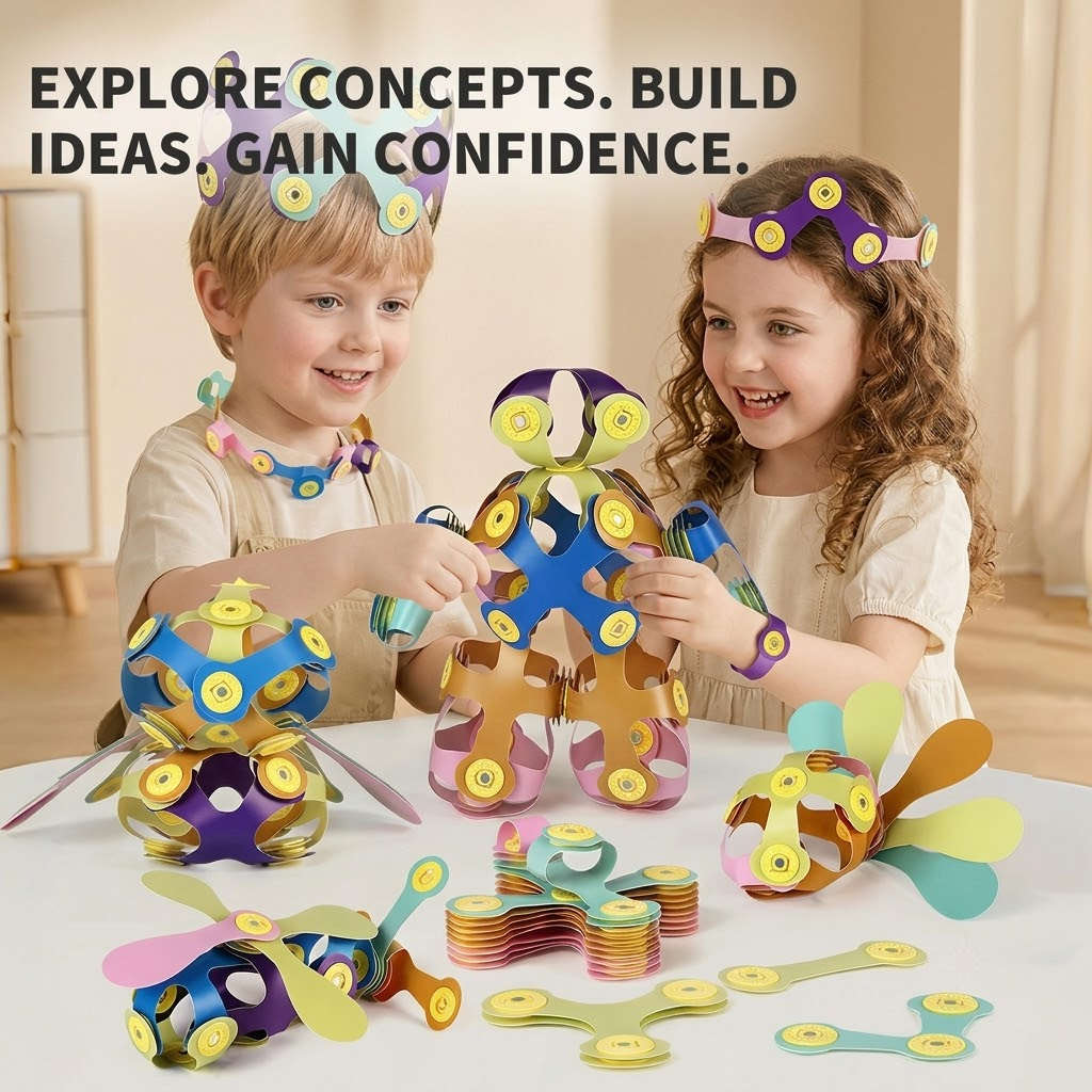 Kids 3D Soft Magnetic Building Tiles Toy Set, Creative DIY Puzzle Blocks for Ages 3+ - Develops Fine Motor Skills & Imagination, Ideal Birthday Gift for Girls, Home Play STEM Learning Kit (100PCS)