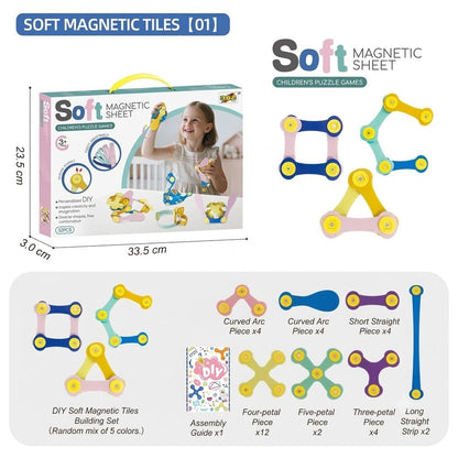 Kids 3D Soft Magnetic Building Tiles Toy Set, Creative DIY Puzzle Blocks for Ages 3+ - Develops Fine Motor Skills & Imagination, Ideal Birthday Gift for Girls, Home Play STEM Learning Kit (100PCS)