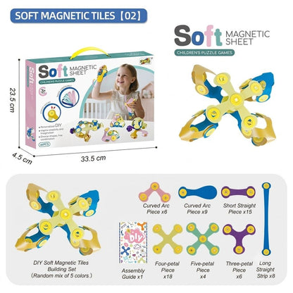 Kids 3D Soft Magnetic Building Tiles Toy Set, Creative DIY Puzzle Blocks for Ages 3+ - Develops Fine Motor Skills & Imagination, Ideal Birthday Gift for Girls, Home Play STEM Learning Kit (100PCS)