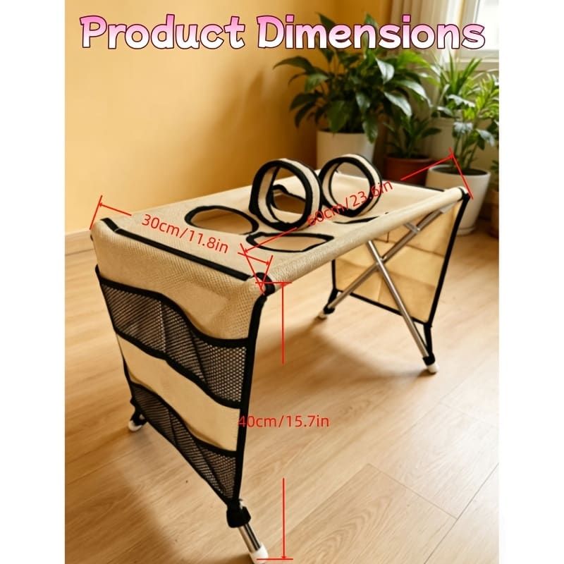 Foldable Pet Grooming Table for Cats and Small Dogs, Multi-functional Care Station with Mesh Bed, Storage Pockets, and Adjustable Restraint Straps for Nail Trimming, Hair Brushing, Bathing, and Ear Cleaning (Black)