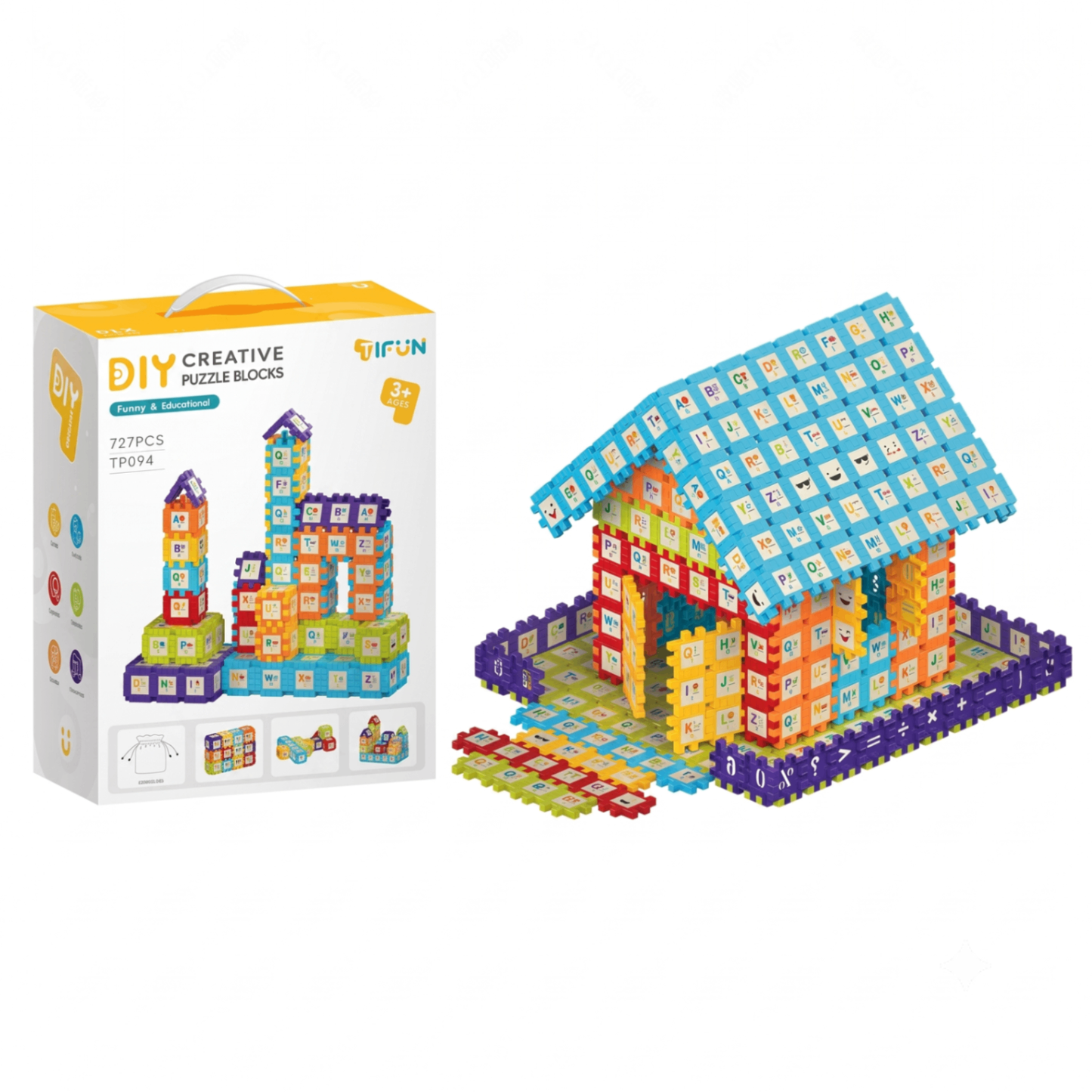 Creative DIY Puzzle Building Blocks Set for Kids Ages 3+ – Colorful Snap-Together Squares for Early Learning, Alphabet & Number Recognition, and Fun 3D Shape Construction at Home (244PCS)