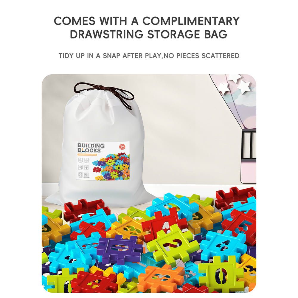 Creative DIY Puzzle Building Blocks Set for Kids Ages 3+ – Colorful Snap-Together Squares for Early Learning, Alphabet & Number Recognition, and Fun 3D Shape Construction at Home (244PCS)