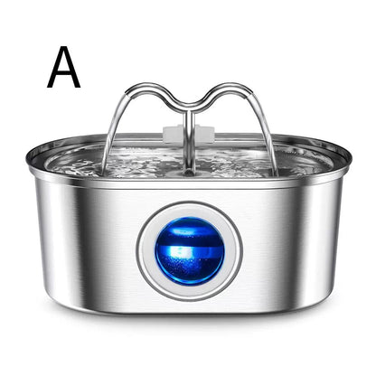 304 Stainless Steel Pet Water Fountain, 3.2L Oval Design with Dual Water Flow, Ultra-Quiet Automatic Circulating Filtered Drinking Station for Cats and Dogs, USB Powered (Adapter Not Included), Dishwasher Safe (C)