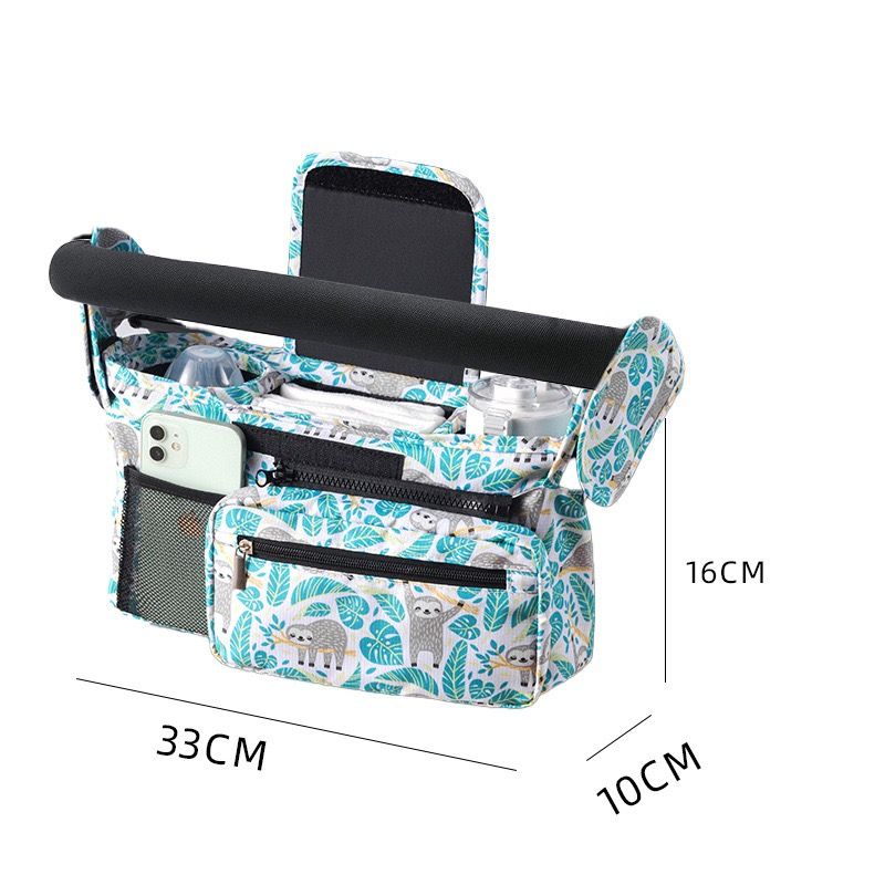 Multifunctional Stroller Organizer Bag – Universal Hanging Storage Pouch with Insulated Bottle Holder, Detachable Pouch, and Adjustable Straps, Doubles as a Crossbody Diaper Bag for On-the-Go Convenience (Black)