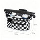 Multifunctional Stroller Organizer Bag – Universal Hanging Storage Pouch with Insulated Bottle Holder, Detachable Pouch, and Adjustable Straps, Doubles as a Crossbody Diaper Bag for On-the-Go Convenience (Black-White Checkered)