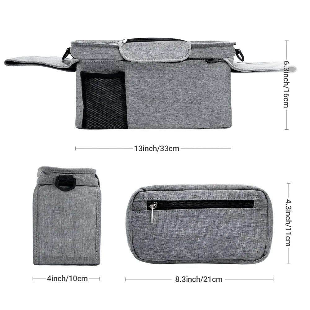 Multifunctional Stroller Organizer Bag – Universal Hanging Storage Pouch with Insulated Bottle Holder, Detachable Pouch, and Adjustable Straps, Doubles as a Crossbody Diaper Bag for On-the-Go Convenience (Green Sloth)