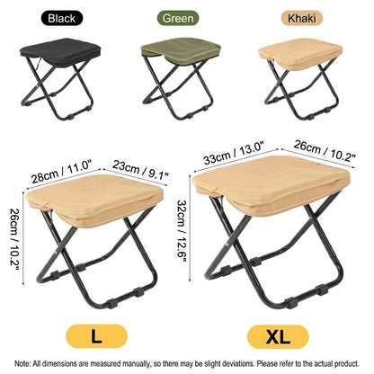 Ultra-Light Portable Folding Stool with Carry Handle – Compact Handbag-Style Camping Seat for Outdoor Adventures, Travel, Queuing, and Picnics, Heavy-Duty Aluminum Alloy Frame, Supports Up to 120kg (L, Black)