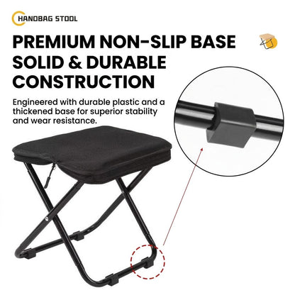 Ultra-Light Portable Folding Stool with Carry Handle – Compact Handbag-Style Camping Seat for Outdoor Adventures, Travel, Queuing, and Picnics, Heavy-Duty Aluminum Alloy Frame, Supports Up to 120kg (L, Black)