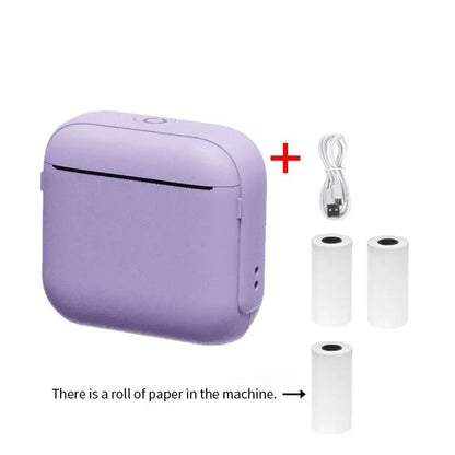 Mini Bluetooth Thermal Printer for Study, Journaling, and Labeling – Inkless Wireless Printing with App Control, Perfect for Students, DIY Lovers, and Home Organization Gifts (Purple)