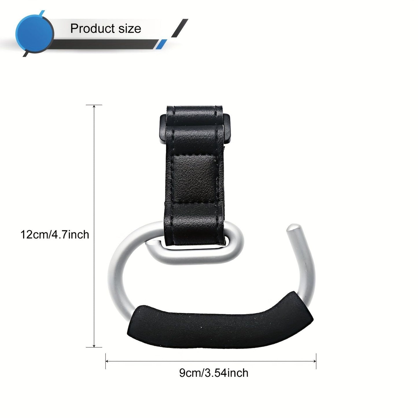 Universal Stroller Hooks with PU Leather Straps – Heavy-Duty Aluminum Baby Stroller Organizer for Hanging Bags, Purses, and Diaper Bags on Stroller Handles or Frames (2PCS（Brown）)