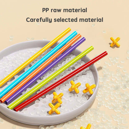 DIY Flexible Straw Building Blocks for Kids Ages 3-6, Creative Educational Construction Toy Set with Bendable Straws and Connectors, 112/242/723 Pieces for 3D Geometry and Imaginative Play (112PCS)