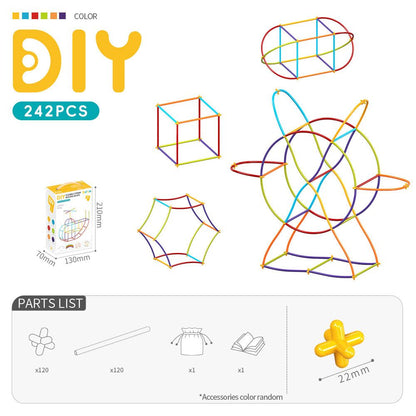 DIY Flexible Straw Building Blocks for Kids Ages 3-6, Creative Educational Construction Toy Set with Bendable Straws and Connectors, 112/242/723 Pieces for 3D Geometry and Imaginative Play (112PCS)