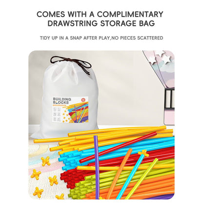 DIY Flexible Straw Building Blocks for Kids Ages 3-6, Creative Educational Construction Toy Set with Bendable Straws and Connectors, 112/242/723 Pieces for 3D Geometry and Imaginative Play (242PCS)