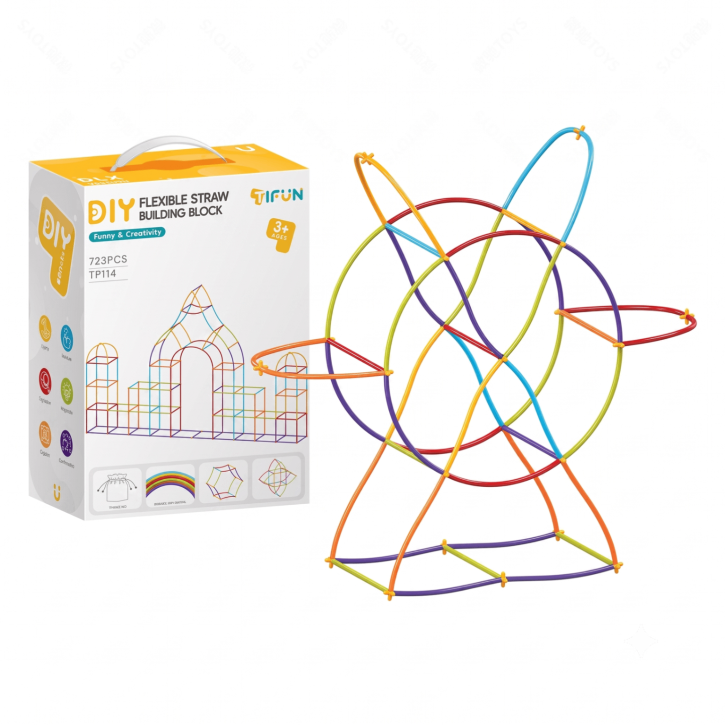 DIY Flexible Straw Building Blocks for Kids Ages 3-6, Creative Educational Construction Toy Set with Bendable Straws and Connectors, 112/242/723 Pieces for 3D Geometry and Imaginative Play (242PCS)