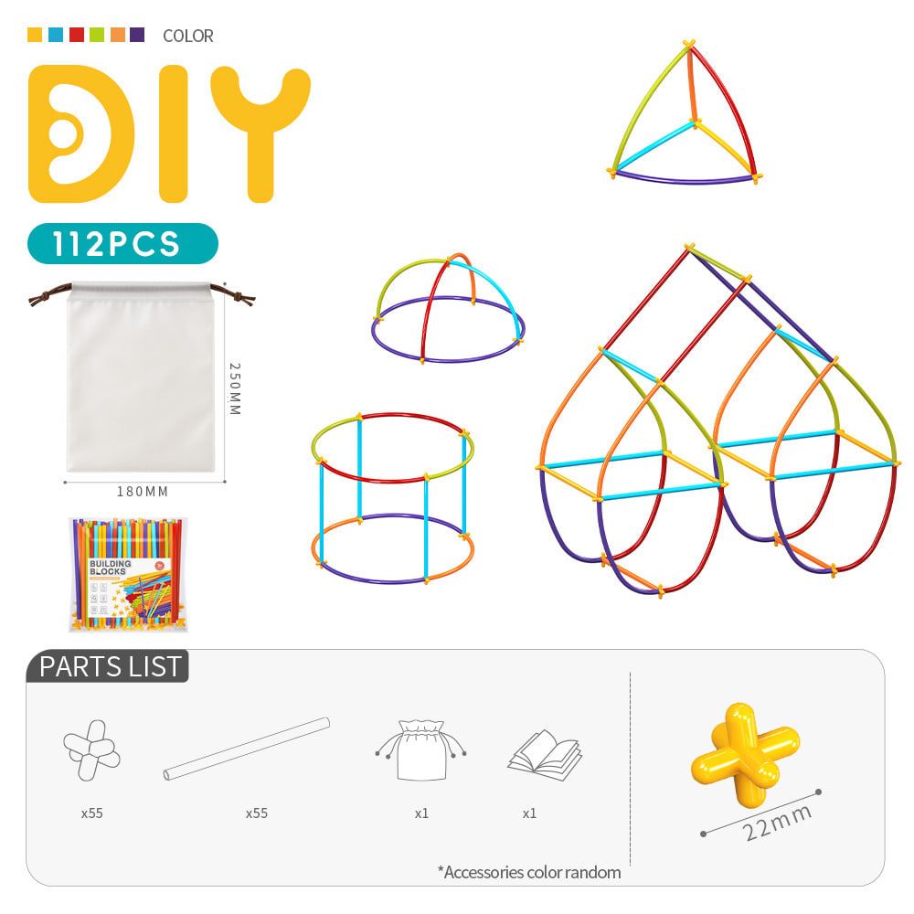 DIY Flexible Straw Building Blocks for Kids Ages 3-6, Creative Educational Construction Toy Set with Bendable Straws and Connectors, 112/242/723 Pieces for 3D Geometry and Imaginative Play (242PCS)