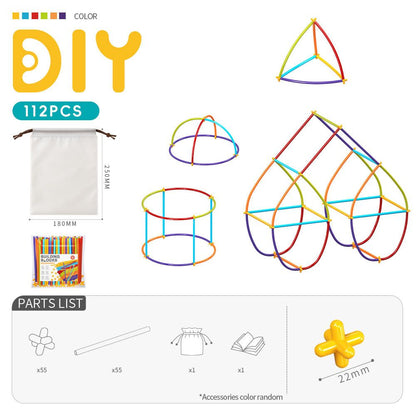 DIY Flexible Straw Building Blocks for Kids Ages 3-6, Creative Educational Construction Toy Set with Bendable Straws and Connectors, 112/242/723 Pieces for 3D Geometry and Imaginative Play (242PCS)