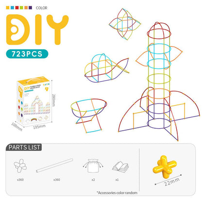 DIY Flexible Straw Building Blocks for Kids Ages 3-6, Creative Educational Construction Toy Set with Bendable Straws and Connectors, 112/242/723 Pieces for 3D Geometry and Imaginative Play (242PCS)