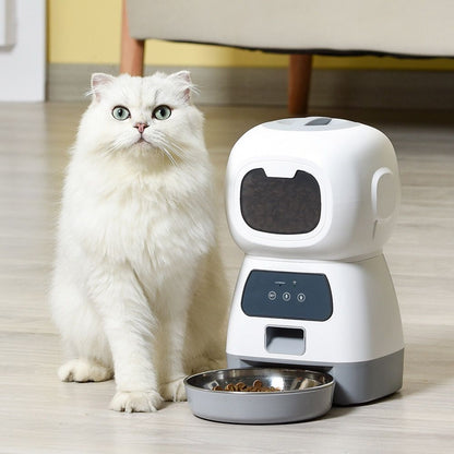 Smart Pet Automatic Feeder with 3.5L Capacity, Timed Portion Control, WiFi Remote Control, Voice Call Feature, Dual Power Supply for Cats and Small Dogs, Ideal for Indoor Use While You Are Away (A（No WiFi ）)