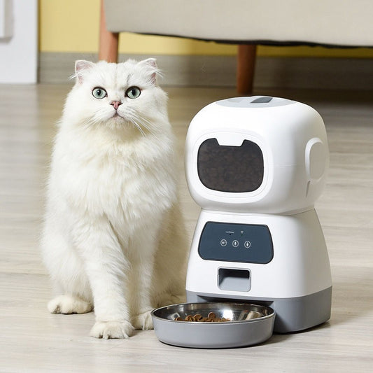 Smart Pet Automatic Feeder with 3.5L Capacity, Timed Portion Control, WiFi Remote Control, Voice Call Feature, Dual Power Supply for Cats and Small Dogs, Ideal for Indoor Use While You Are Away (B（WiFi ）)